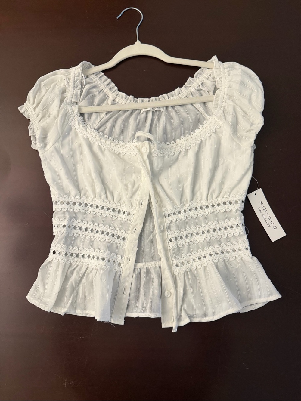 KIRIOUS Los Angeles White Lace Peplum Blouse NWT Size S
